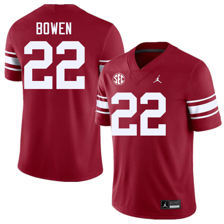 Men #22 Peyton Bowen Oklahoma Sooners 2024 SEC Conference College Football Jerseys-Throwback